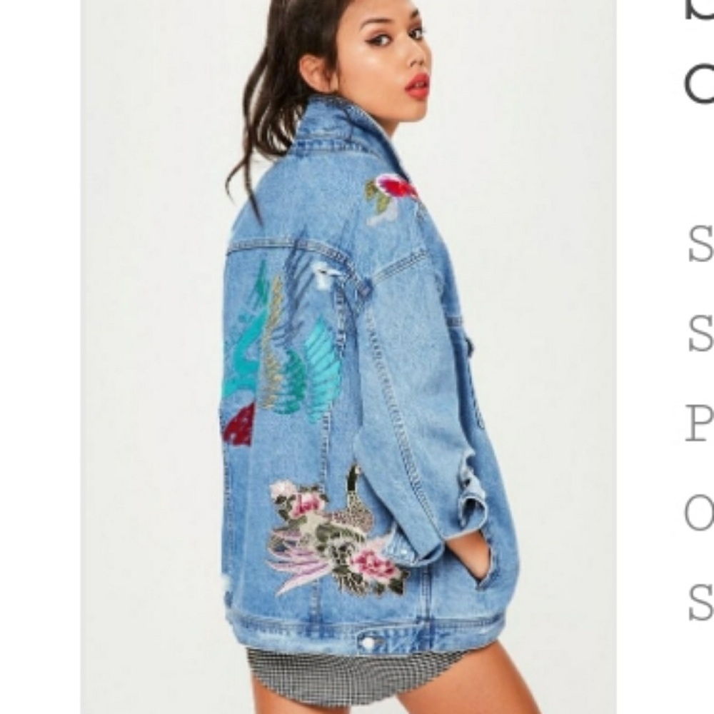 Embroidered oversized Jean jacket